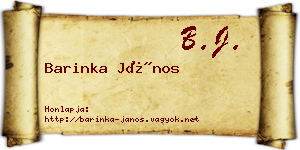 Barinka János névjegykártya